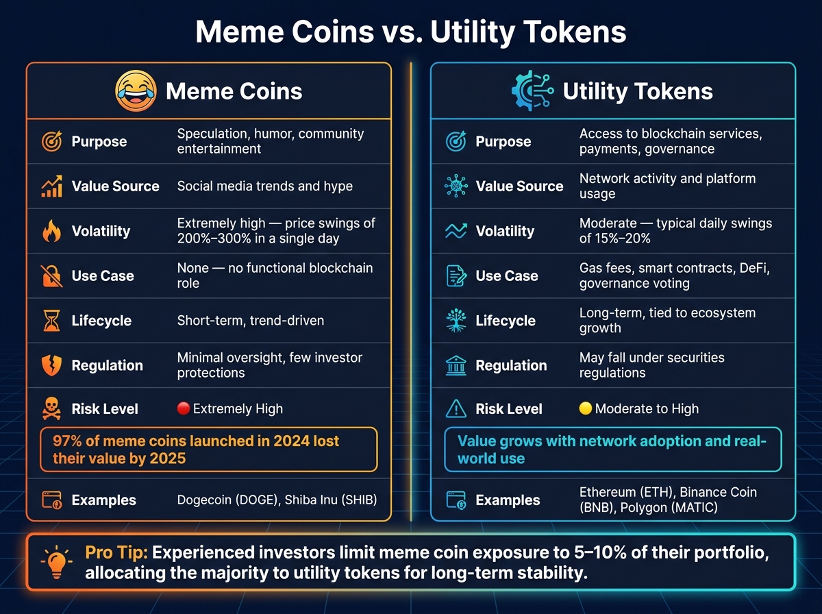 Meme Coins vs. Utility Tokens: Key Differences at a Glance