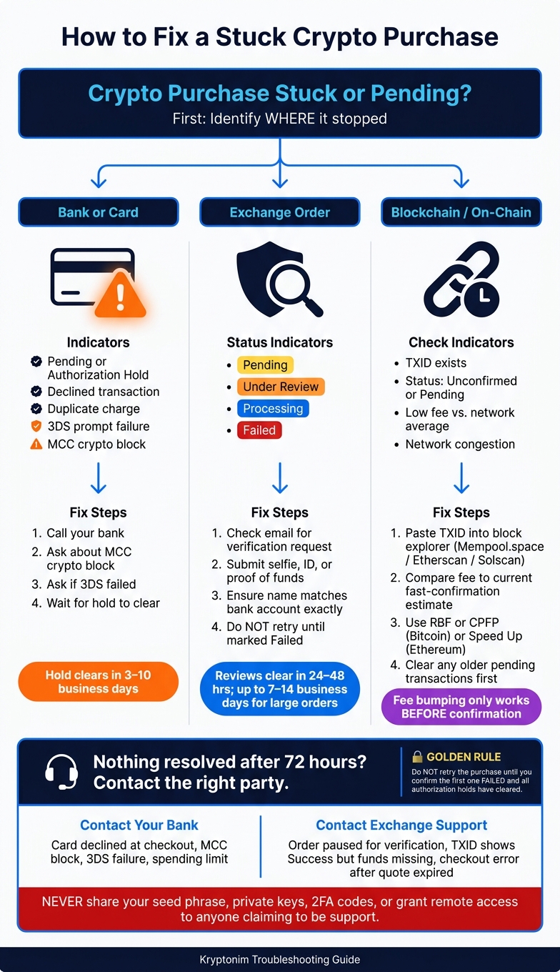 How to Fix a Stuck Crypto Purchase: Step-by-Step Troubleshooting Guide