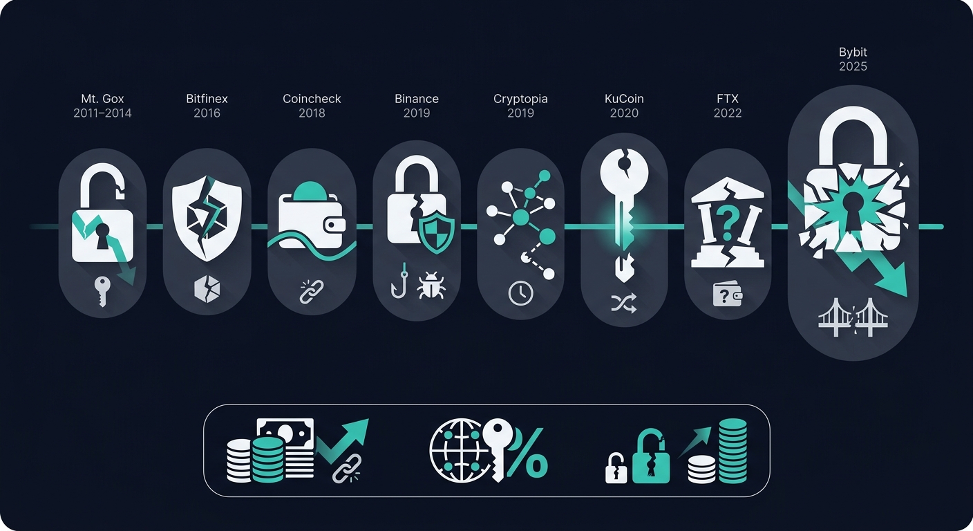 Major Crypto Exchange Hacks: 2011–2025 Timeline & Losses