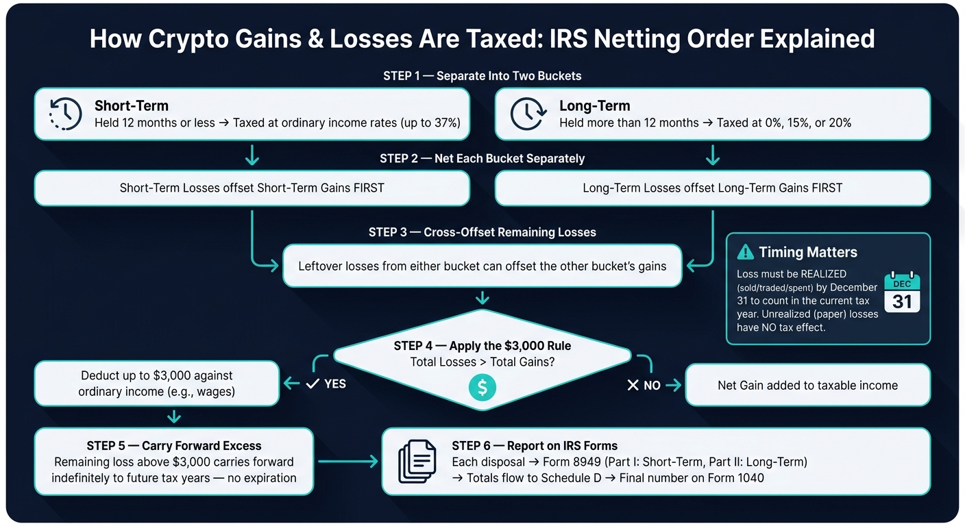 How Crypto Gains & Losses Are Taxed: IRS Netting Order Explained