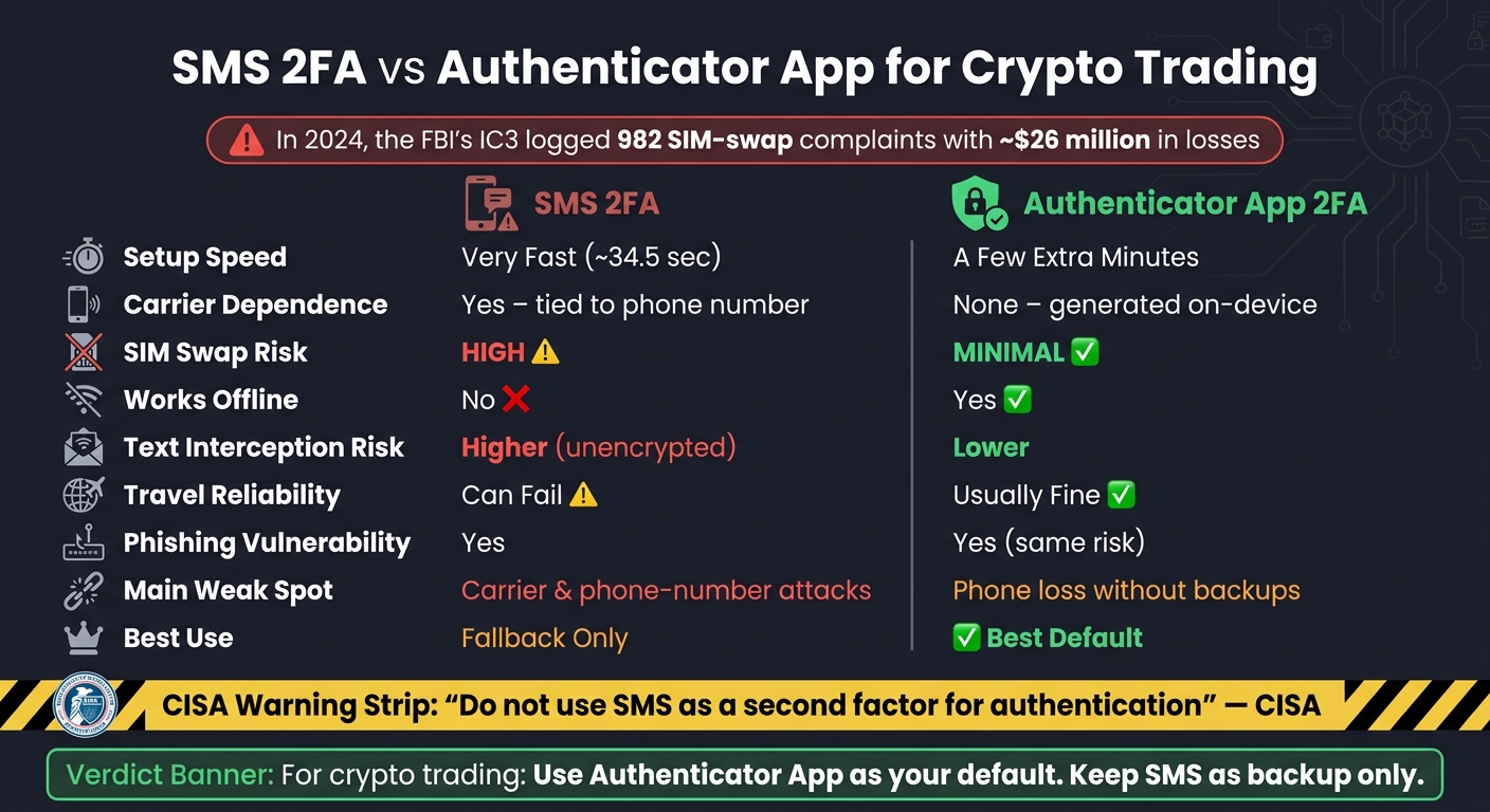 SMS 2FA vs Authenticator App: Crypto Security Comparison
