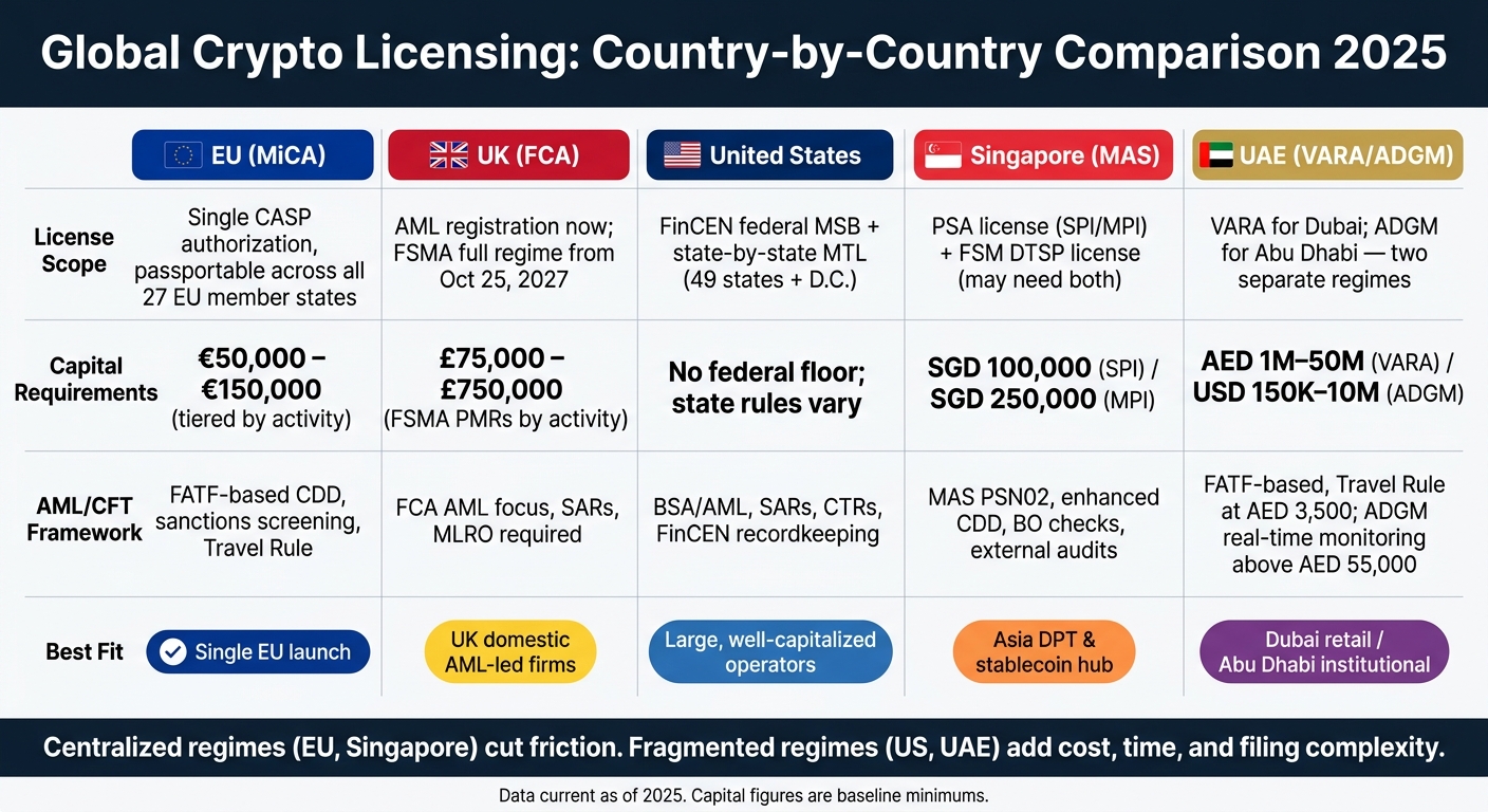 Global Crypto Licensing: Country-by-Country Comparison 2025