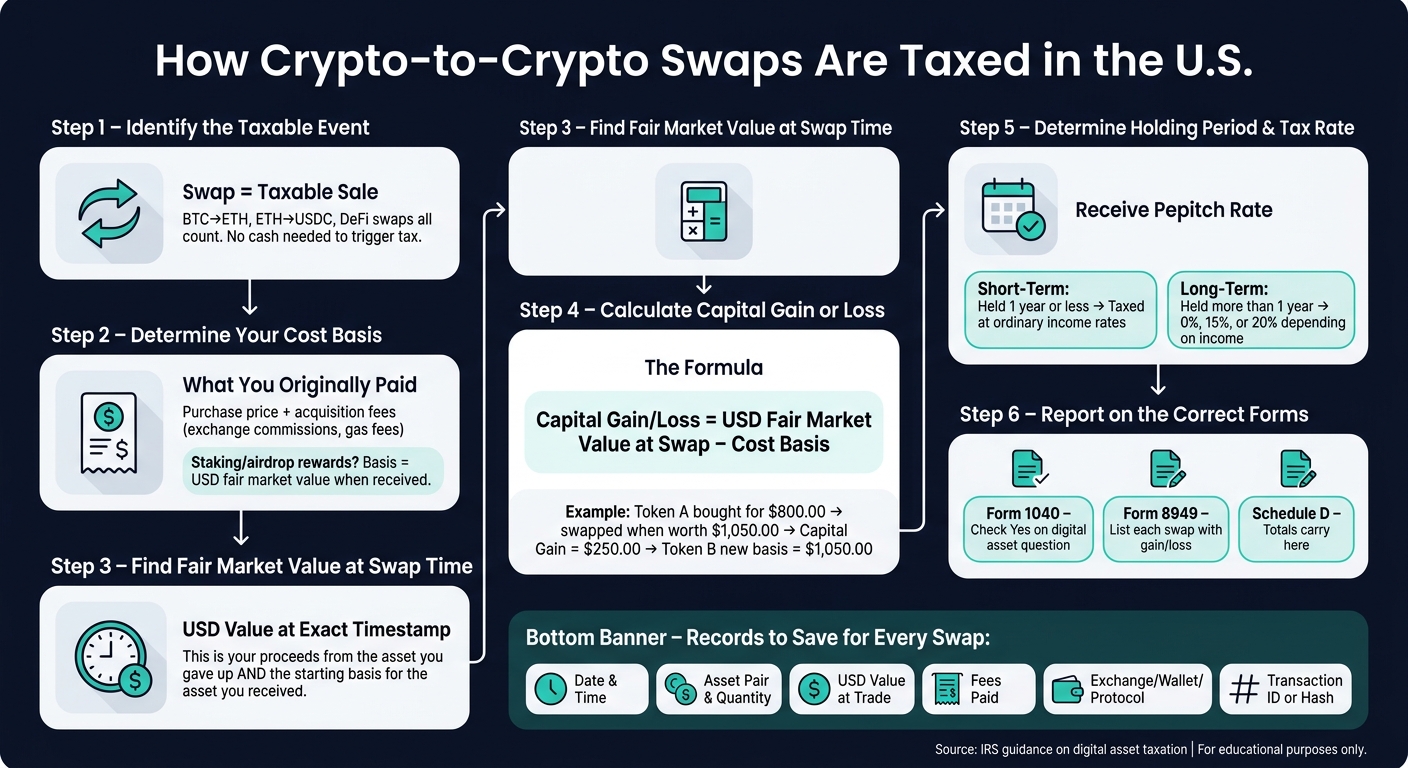 Crypto-to-Crypto Swap Tax Flow: How to Calculate & Report Gains