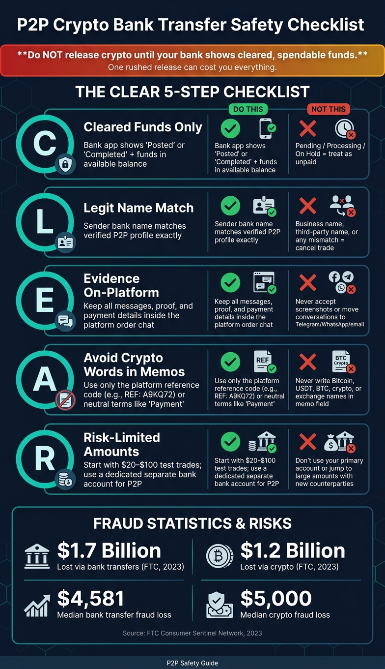 P2P Crypto Bank Transfer Safety Checklist (CLEAR Method)