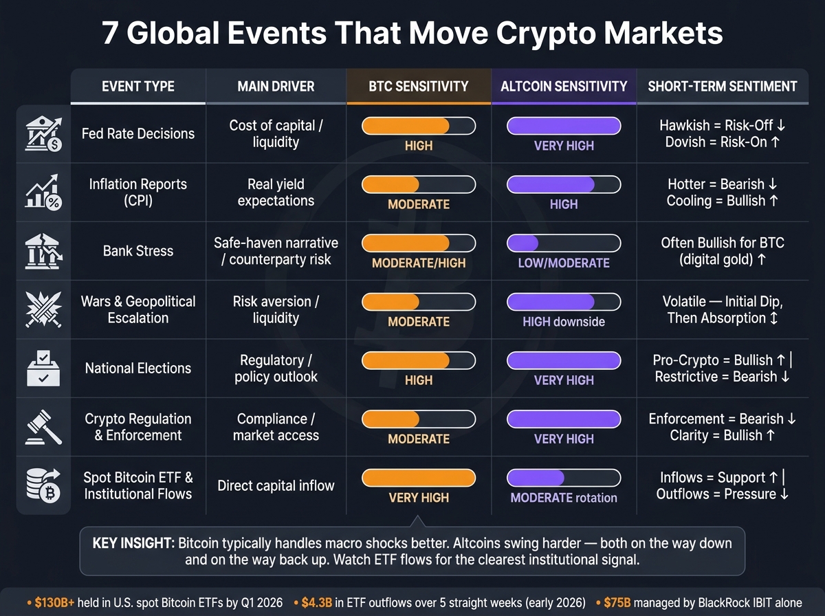 7 Global Events That Move Crypto Markets: Bitcoin vs. Altcoin Sensitivity