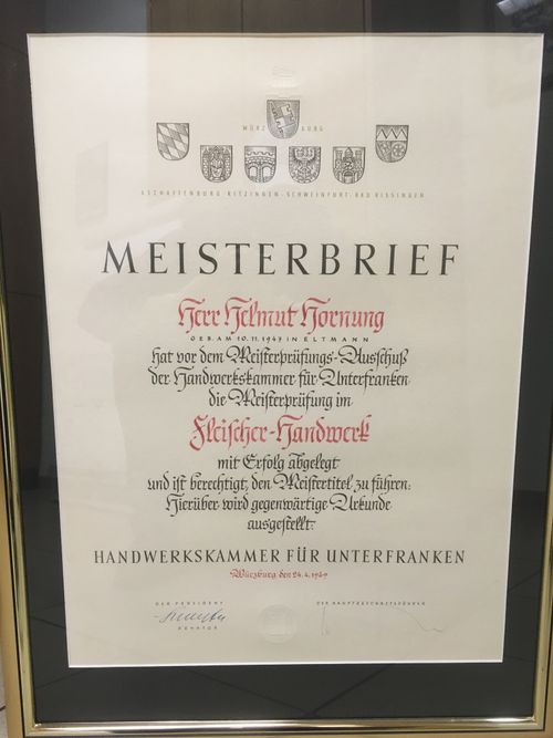 Helmut Hornungs Meisterbrief