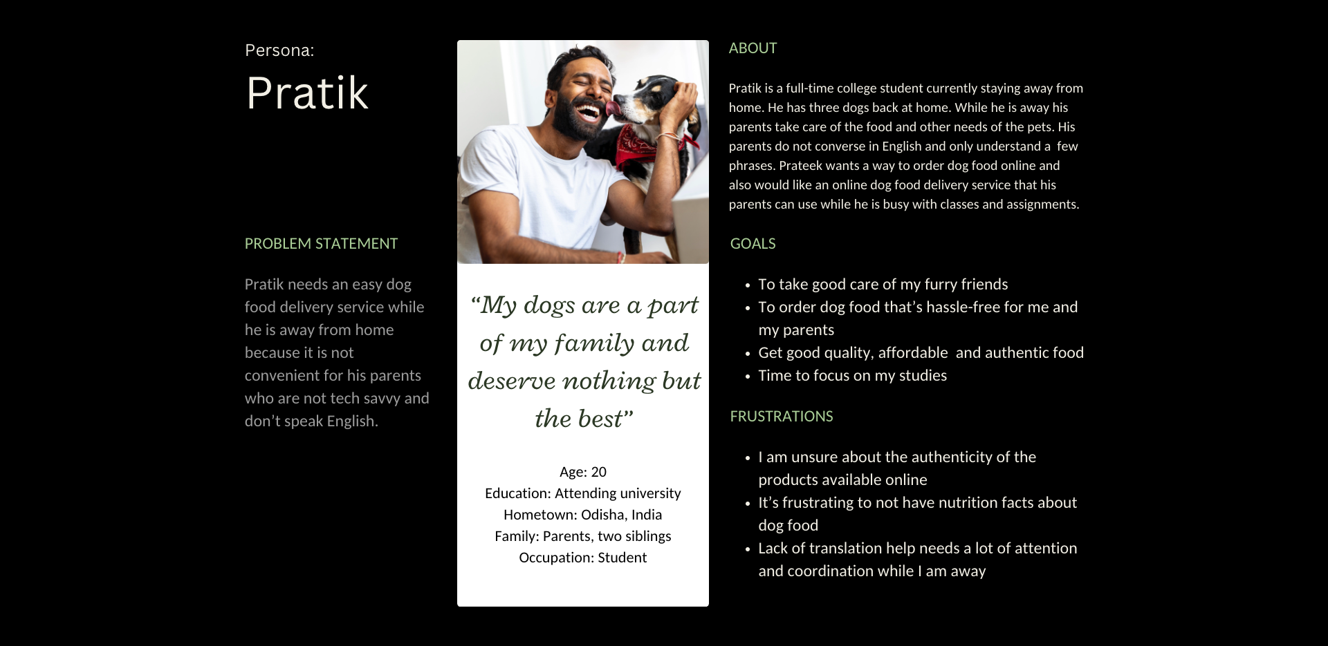 User persona of dog food buyers