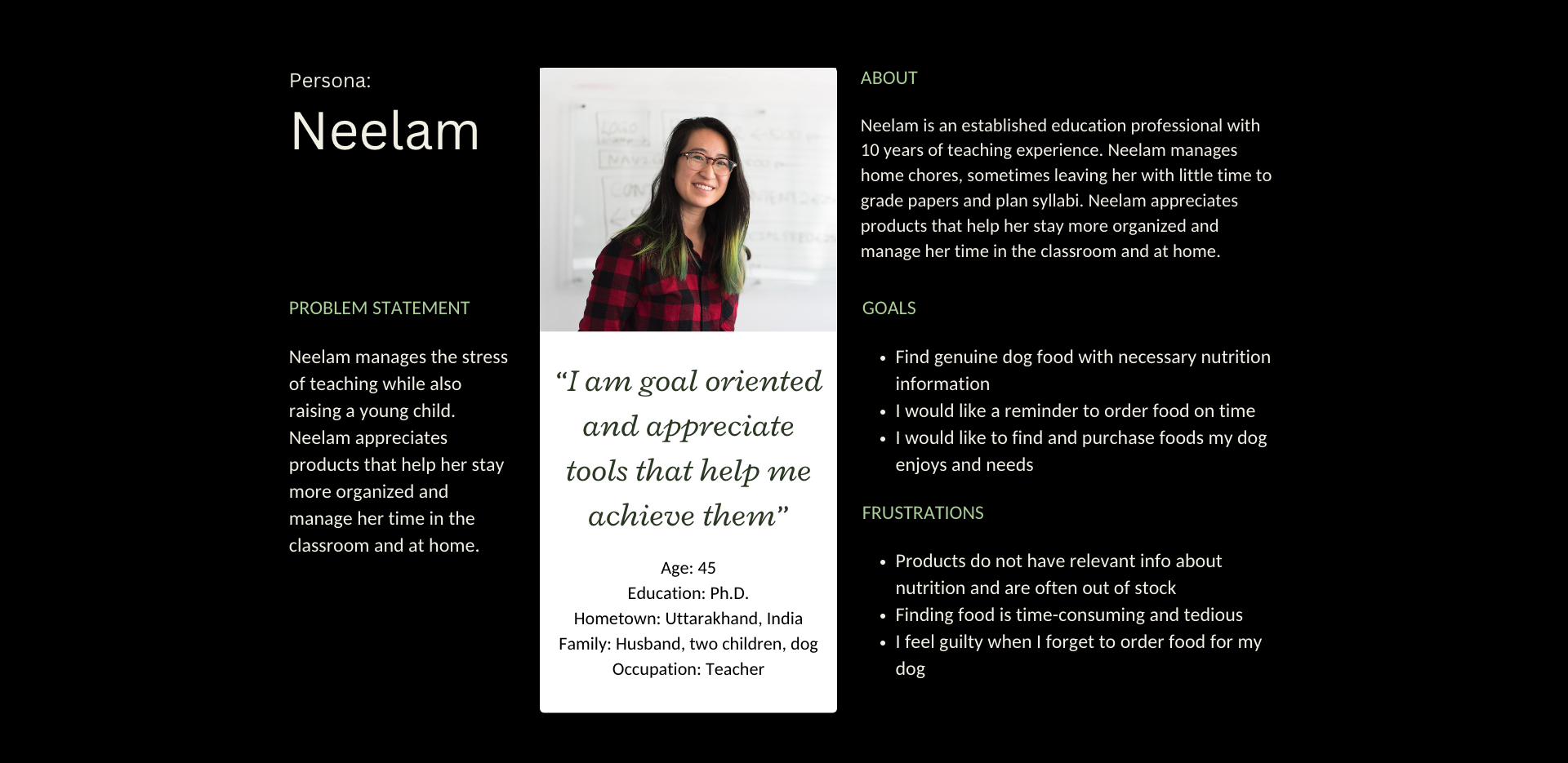 User persona of dog food buyers