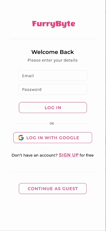 GIF of FurryByte's app usage