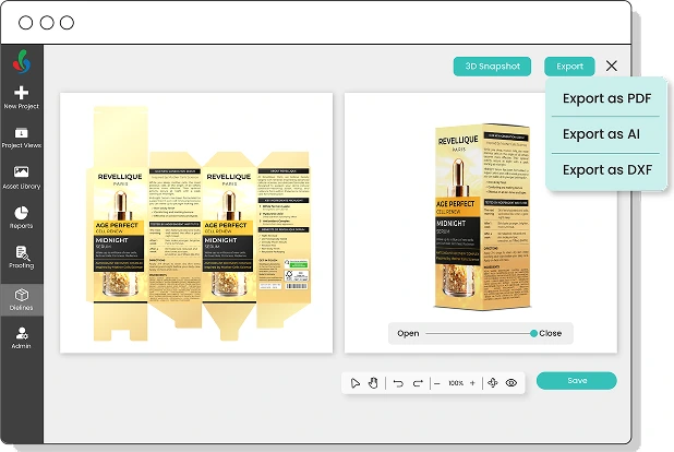 Effortless 3D Packshot Creation go beyond static images with interactive features open and close the virtual box to better understanding