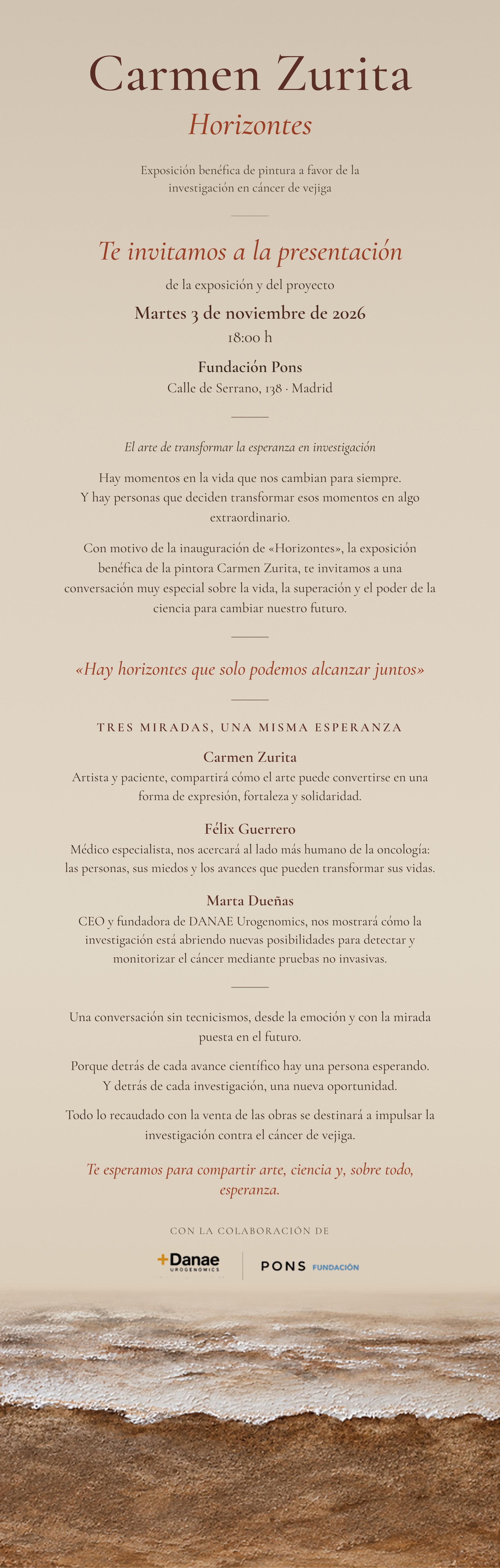 Horizontes: exposición benéfica a favor de la investigación en cáncer de vejiga | Carmen Zurita