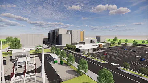 a model of the manufacturing facility to be built in Canada