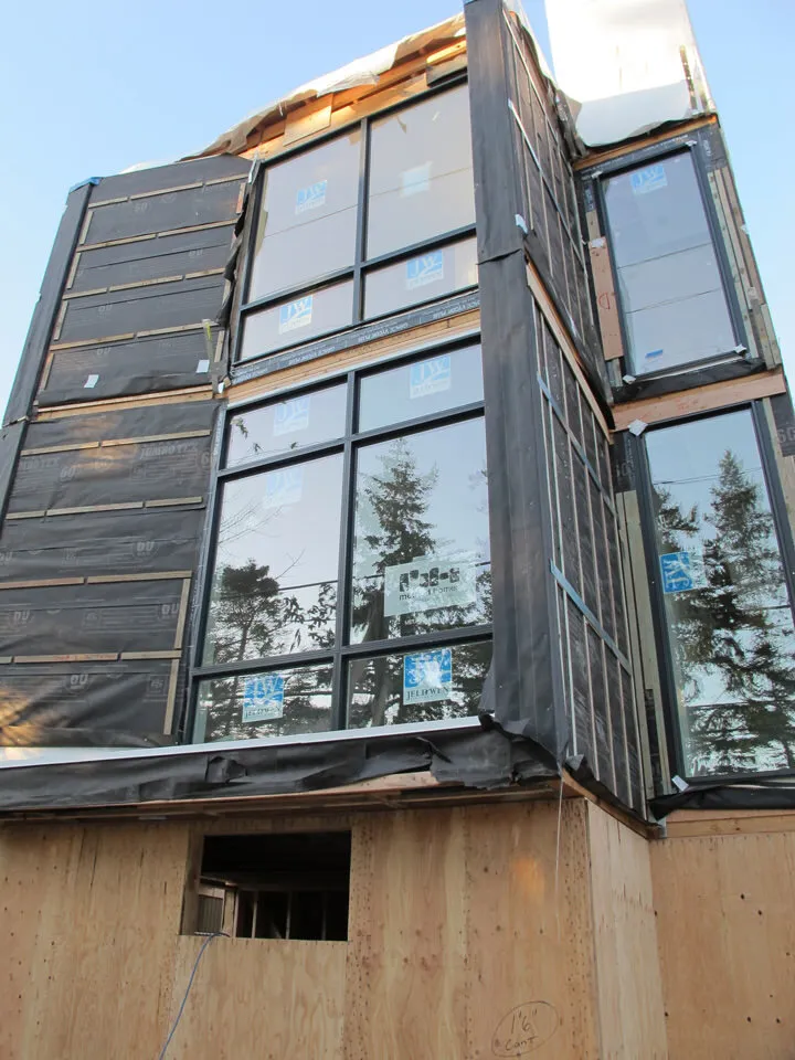 A preview of the front townhome. The bottom level will be a 1 car attached garage.