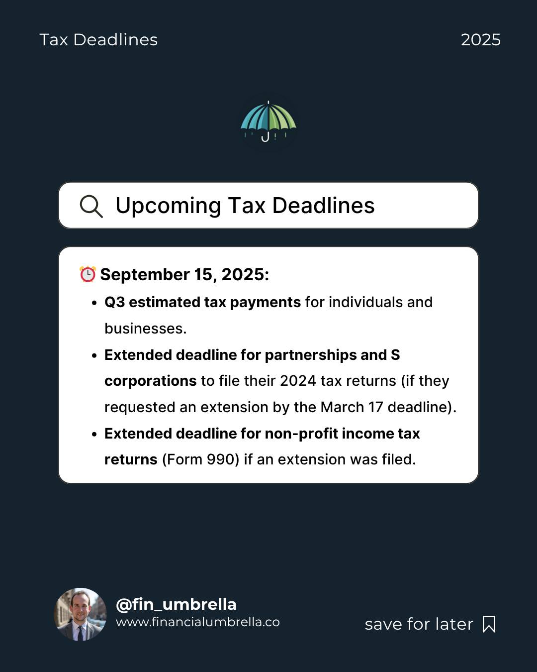 Mark these deadlines on your calendar now!