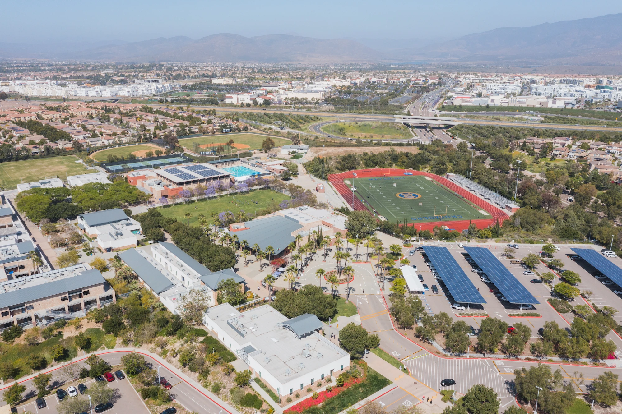Aerial view of the Mater Dei Catholic High School campus