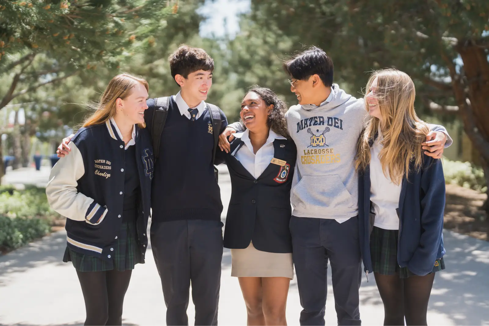 Mater Dei Catholic High School students together on campus