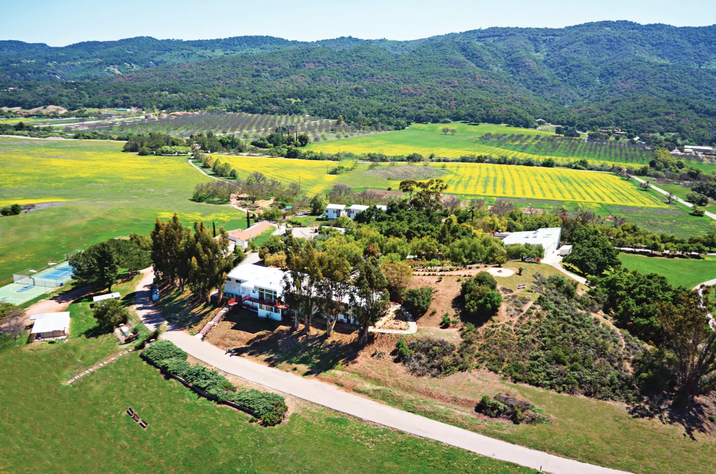 Aerial view of the Besant Hill campus in the Ojai Valley