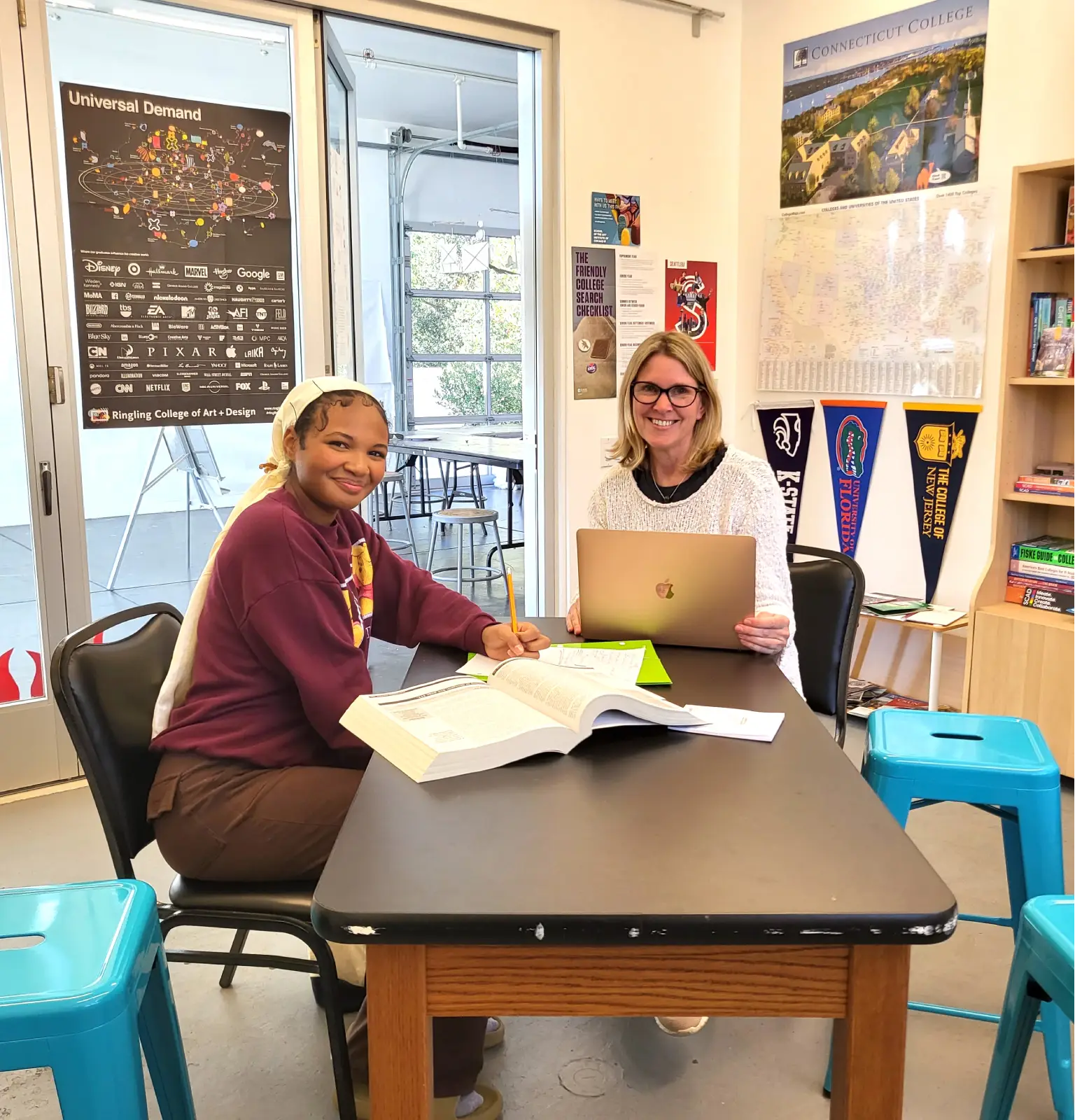 Besant Hill teacher and student working together in a classroom