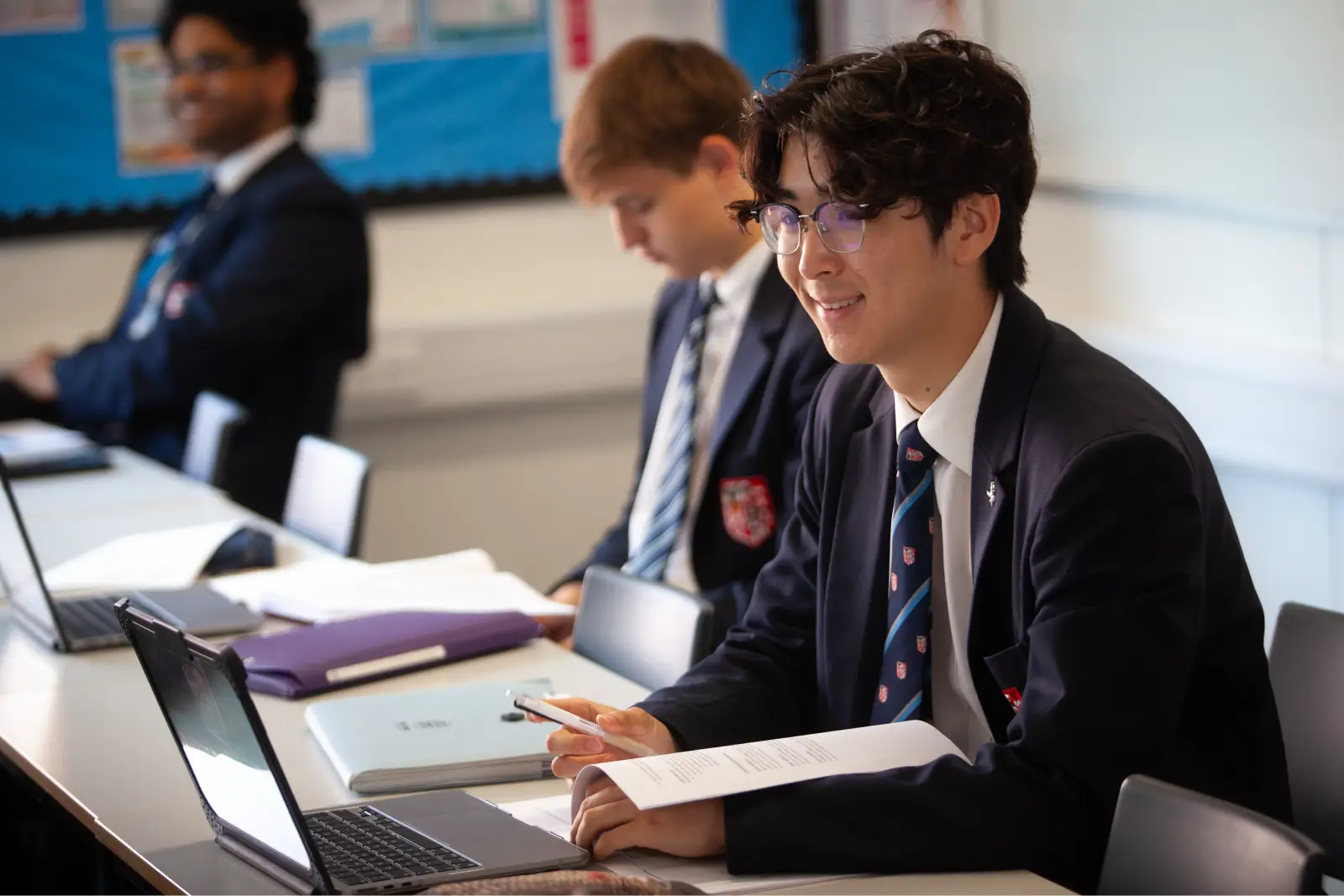 Brentwood School student smiling during a lesson