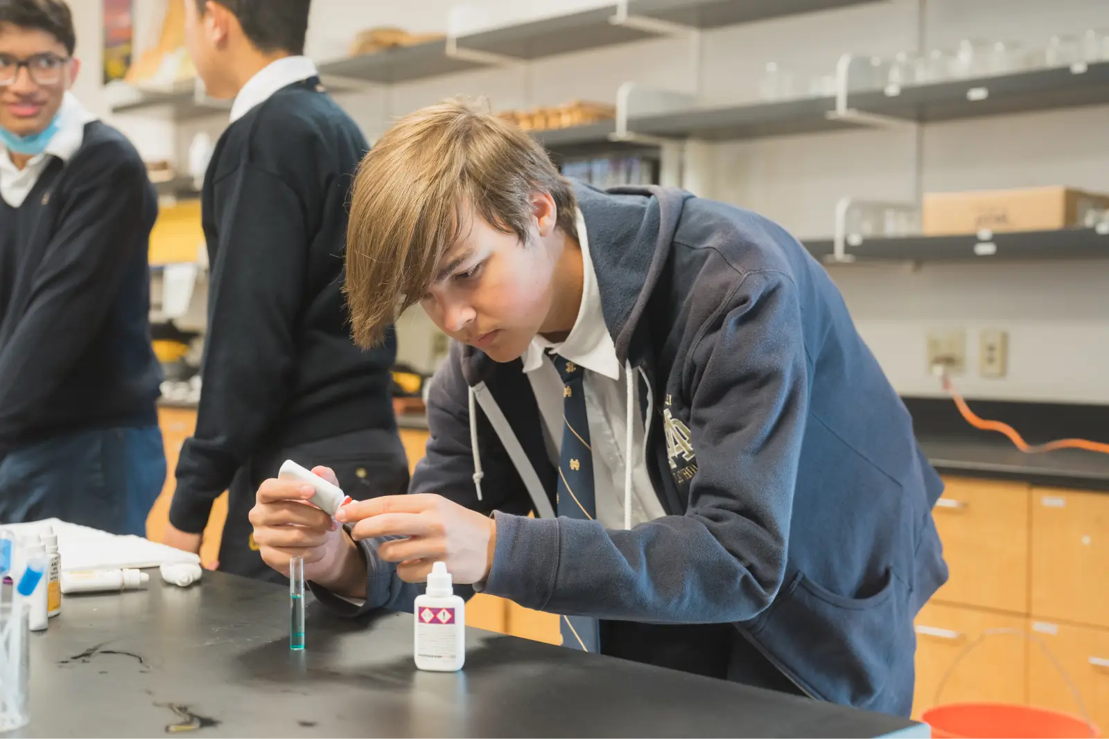 Mater Dei Catholic student doing a science experiment