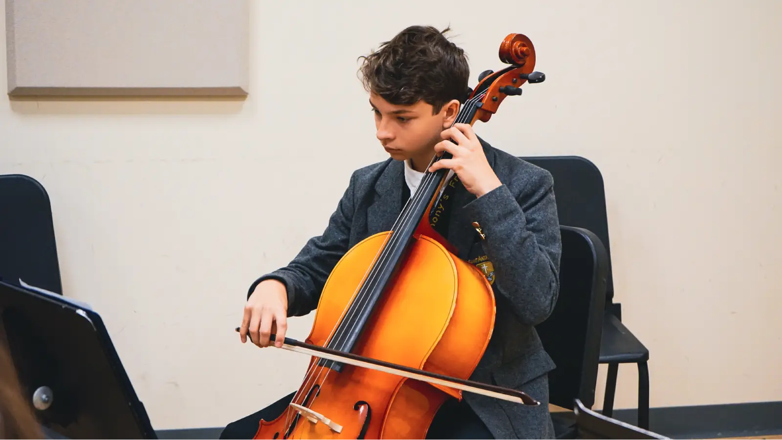Saint Anthony's student playing the cello