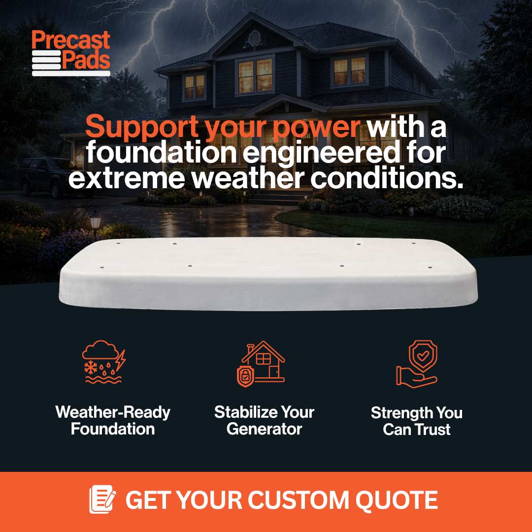 Precast generator pad engineered for extreme weather