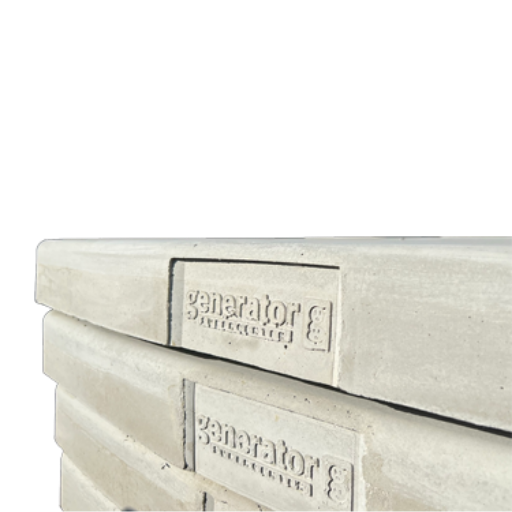 Precast generator pads with custom logo imprints