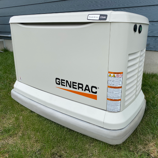 Air-cooled standby generator installed on a NEXGEN precast pad