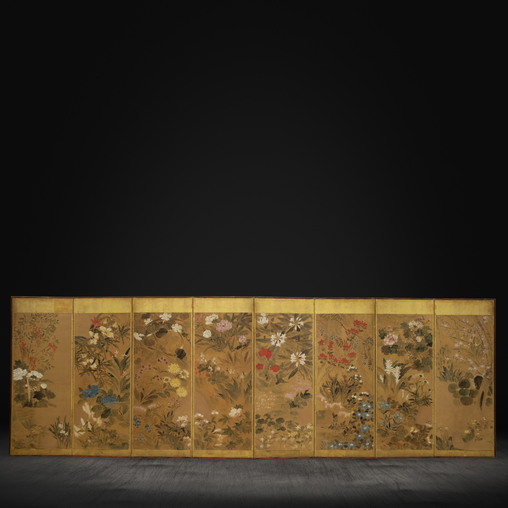 PTA42 - Summer Flowers Eight-Panel Botanical Screen