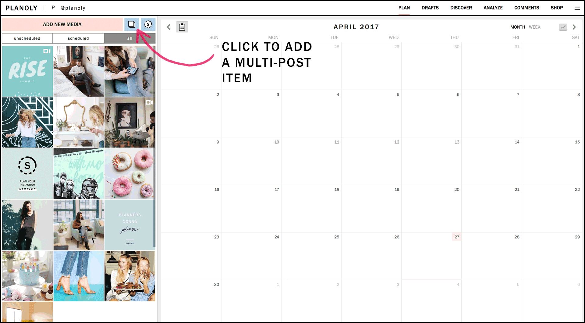 Adding Multi Photos and Videos with PLANOLY Dashoard