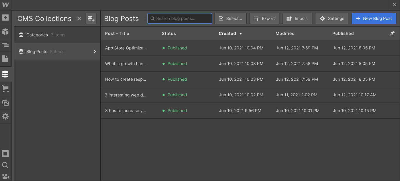 CMS Collection - Links X Webflow Template
