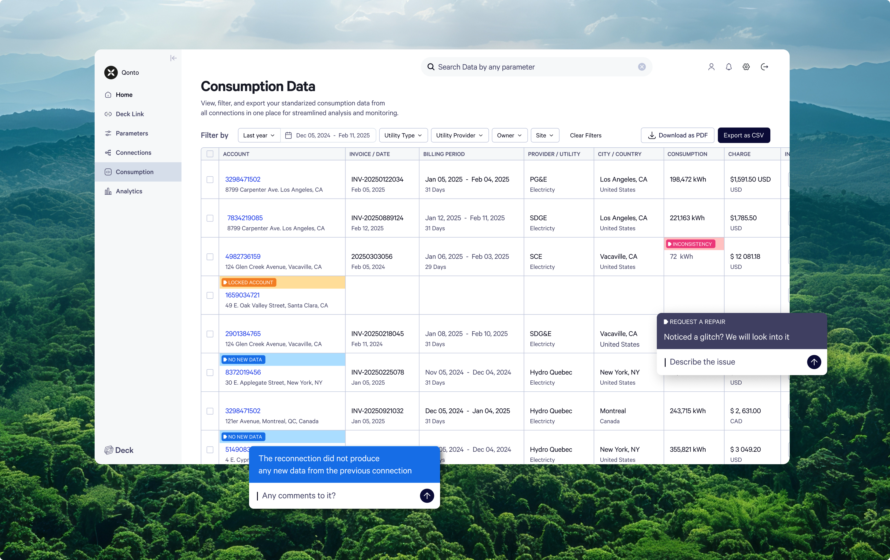 Deck data platform website and dashboard