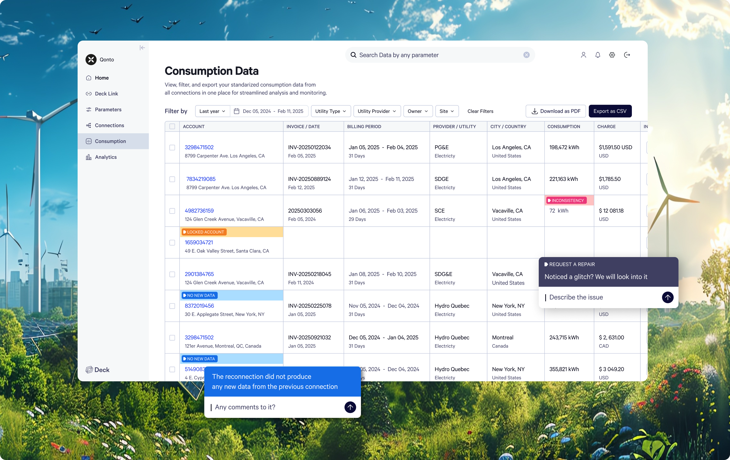 Deck data platform website and dashboard