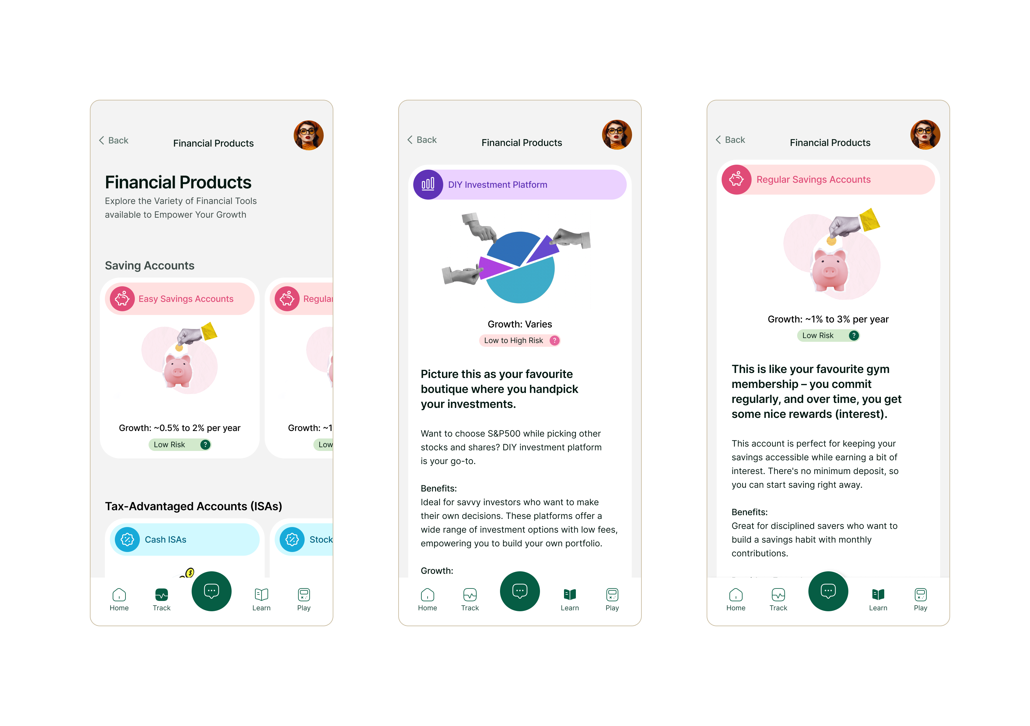 Control, track and grow — three screens