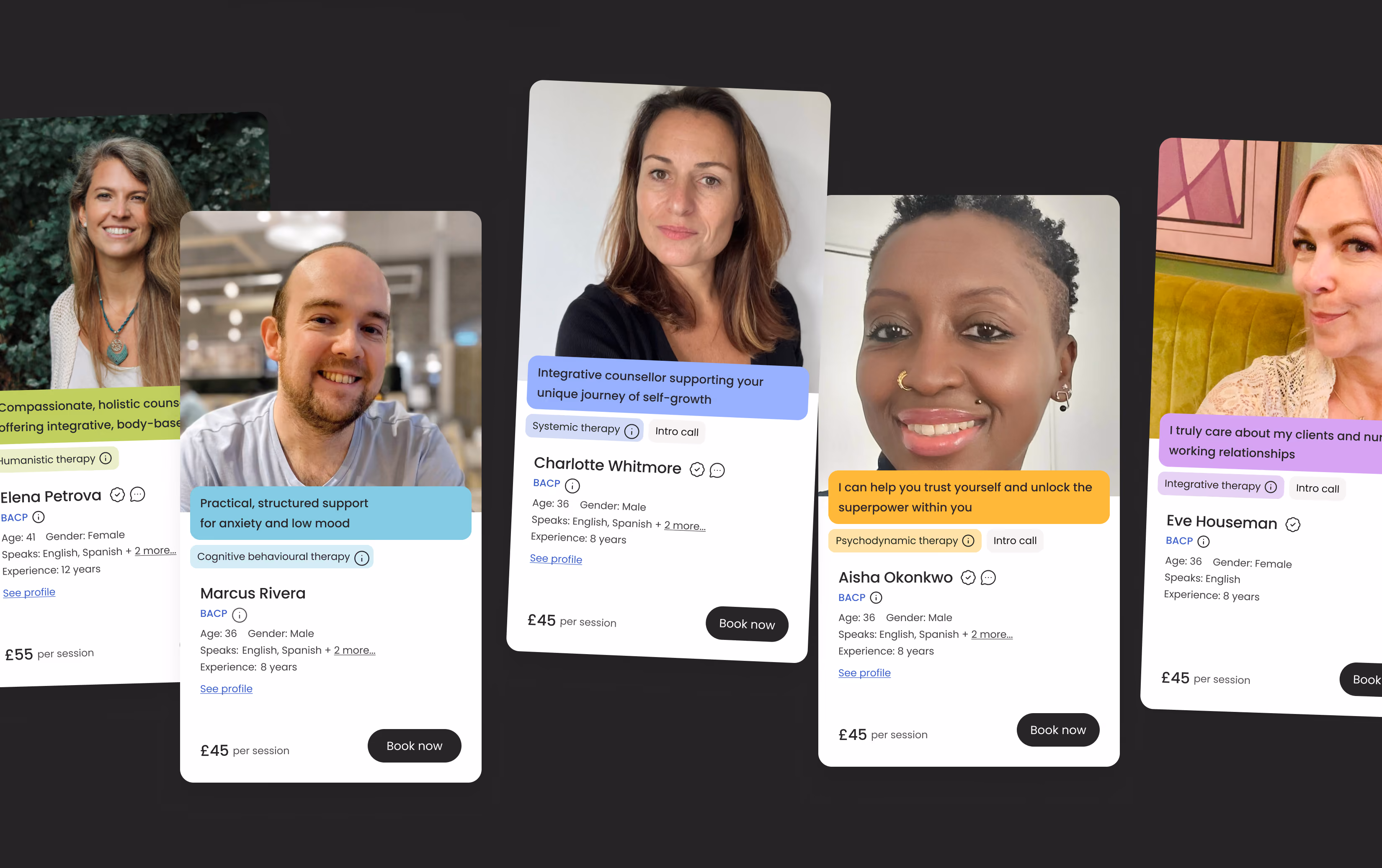 emoteCare therapist cards