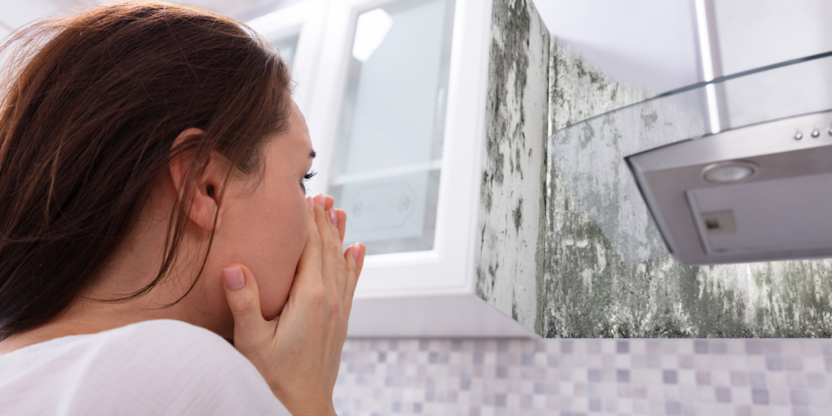 woman looking at mold in her house