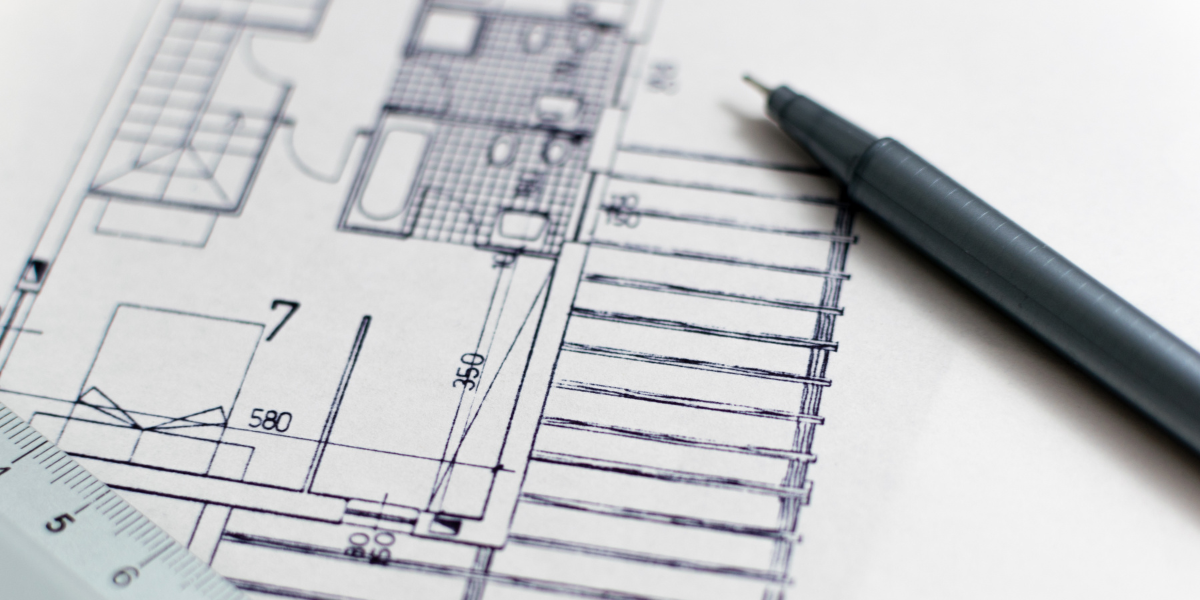 Close-up of a building floor plan