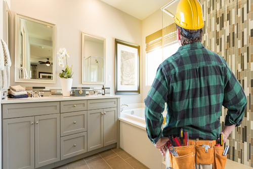 contractor facing the master bathroom