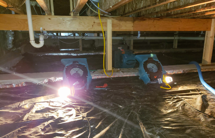 Crawl space drying equipment