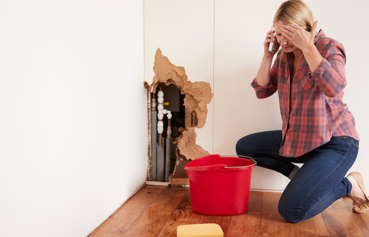 Homeowner calling for help after water damage.