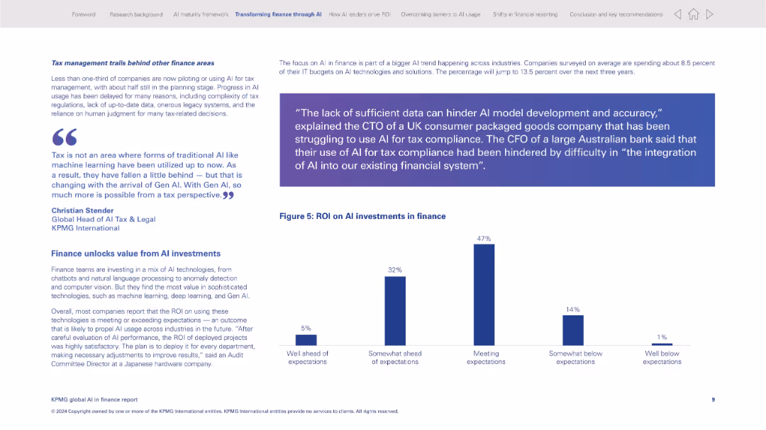 KPMG global AI in finance report