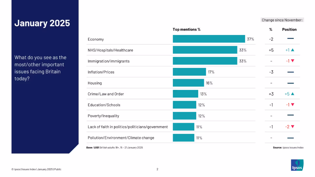 Ipsos Issues Index January 2025
