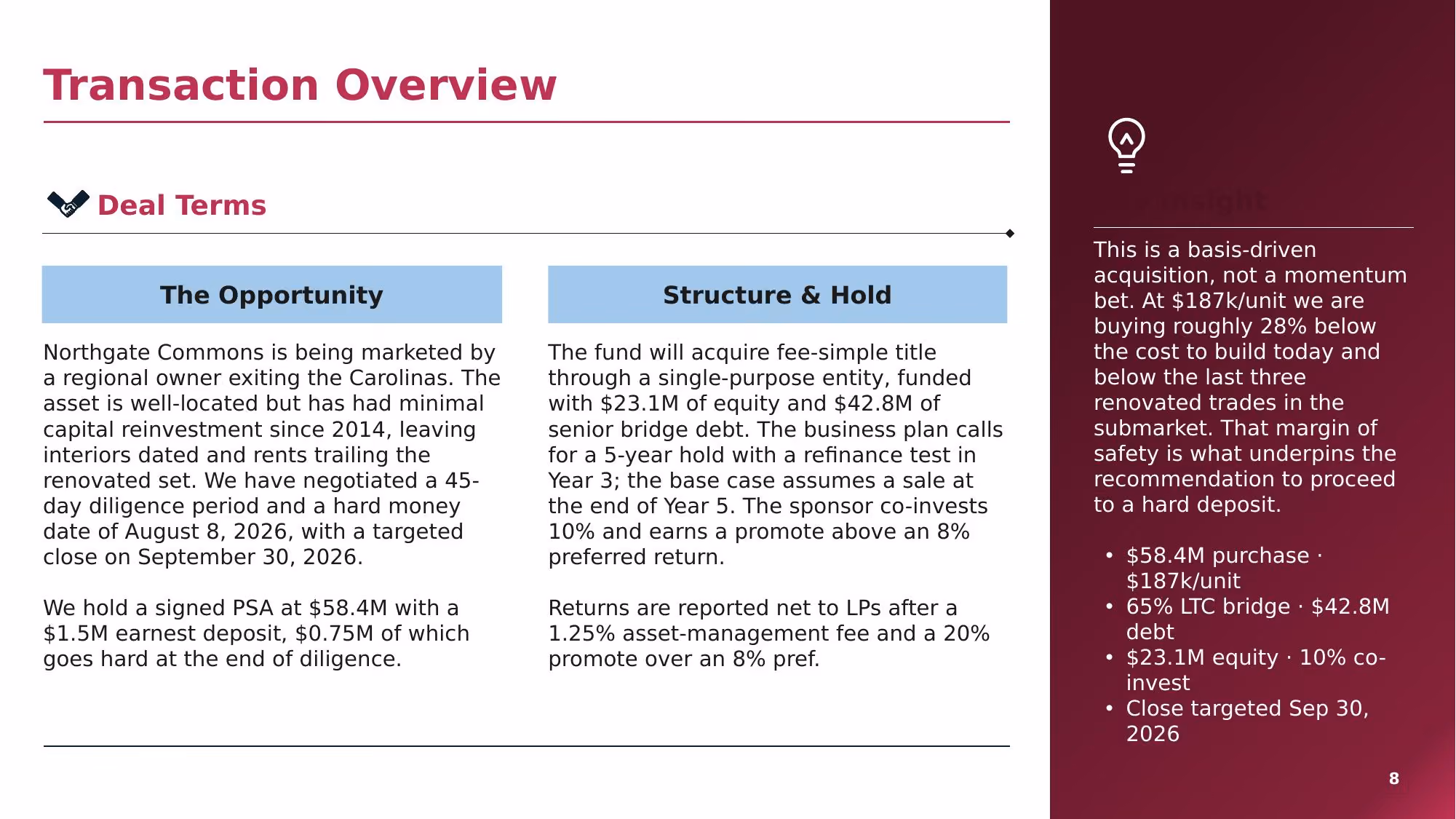 Investment Committee Memorandum - Slide 08