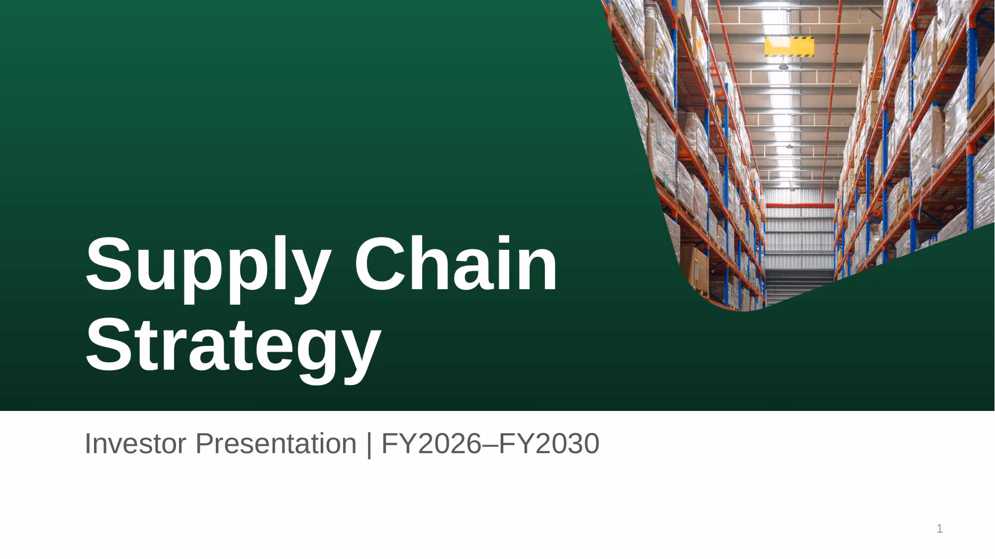 Supply Chain Strategy - Investor Deck - Slide 01