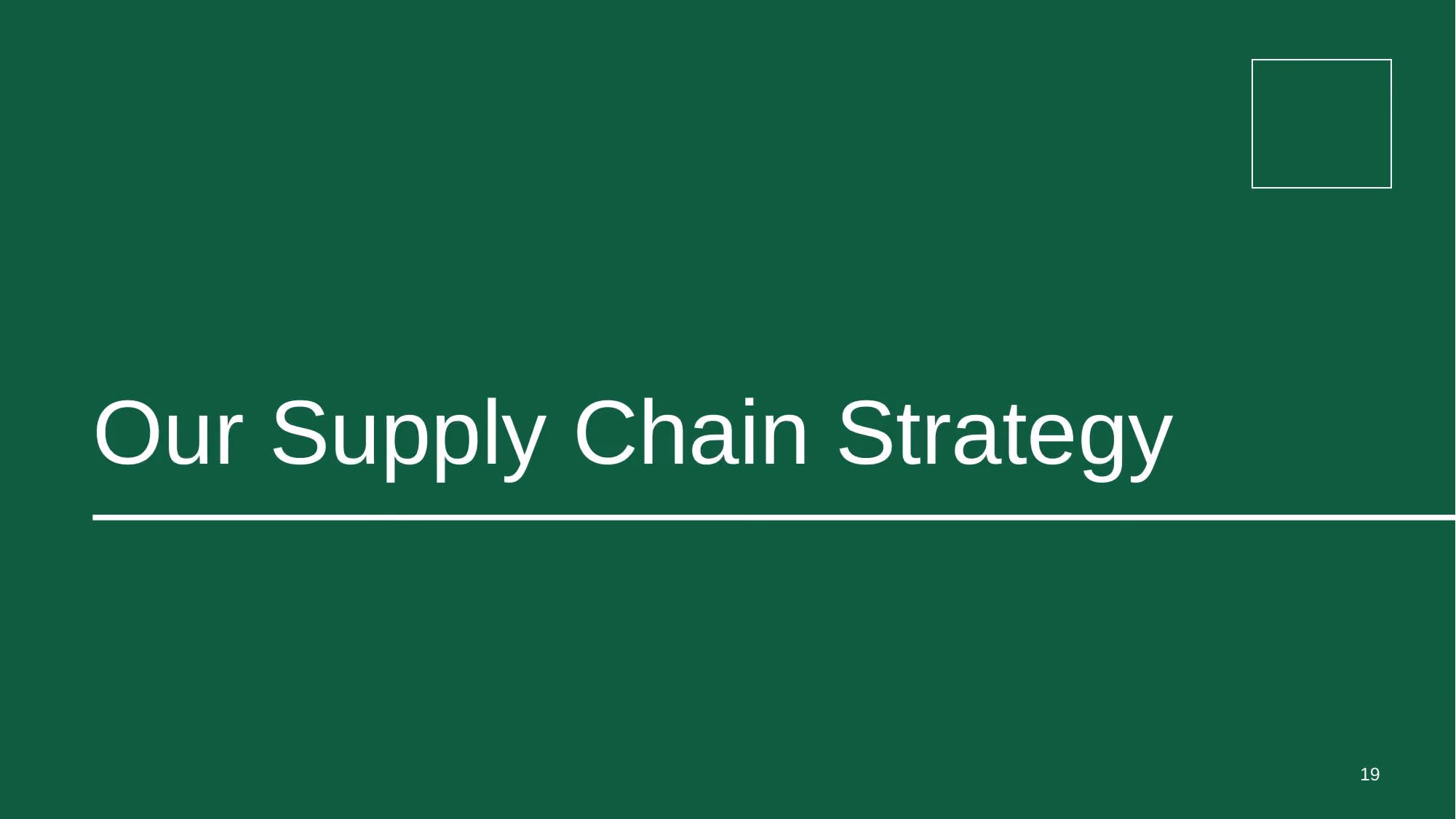 Supply Chain Strategy - Investor Deck - Slide 19