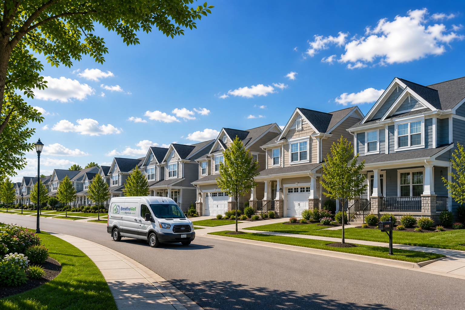 BreatheWell service van in HOA community