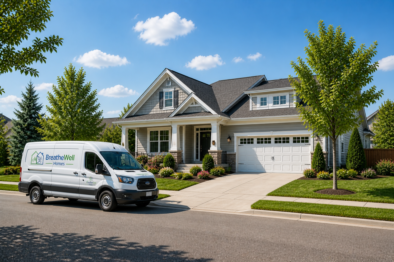BreatheWell Homes service van at a home
