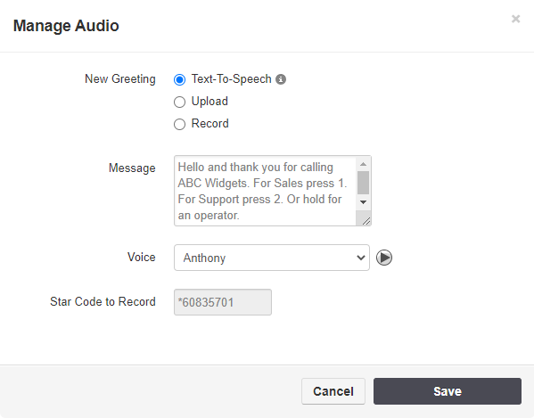 Text to Speech Greetings (TTS) — illustrated step