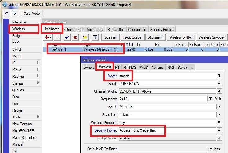 How to make a Mikrotik act as a wireless station — illustrated step