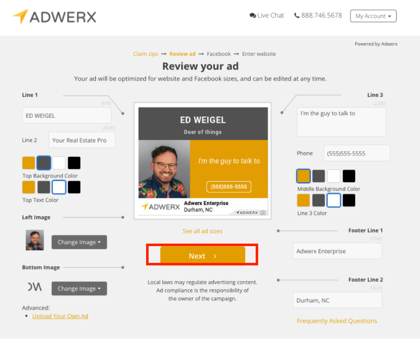 sample ad builder